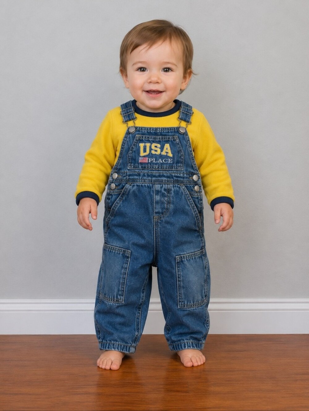 VINTAGE CHILDREN’S PLACE USA Fleece Lined Embroidered Overalls 12M